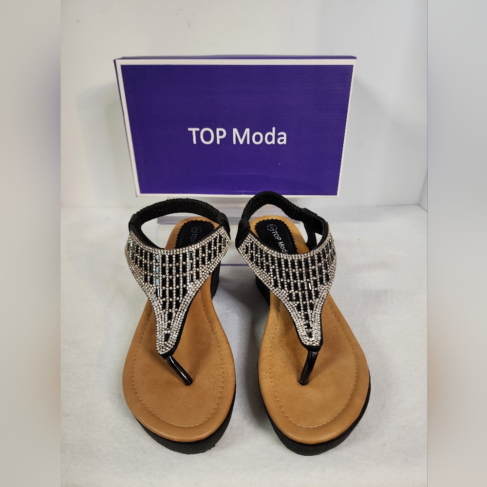Top Moda OR-26 Blingy Platform Sandals Size 6